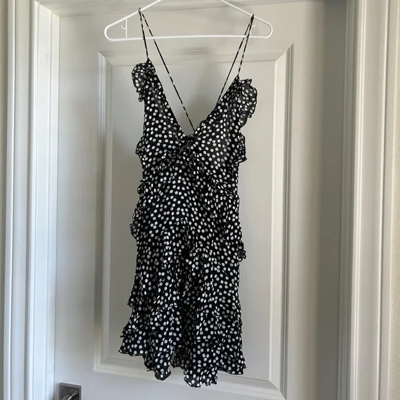 zara black ruffle dress Dress With Ruffles And Belt Black Zara Women's Inspired – Styledup.co.uk